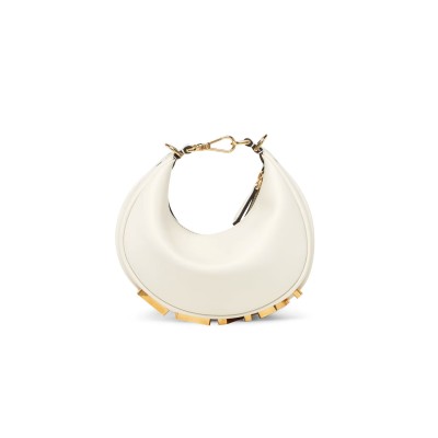 FENDI FENDIGRAPHY MINI WHITE LEATHER MINI BAG 8BS081A5DYF1HEL (20*13*7.5cm)